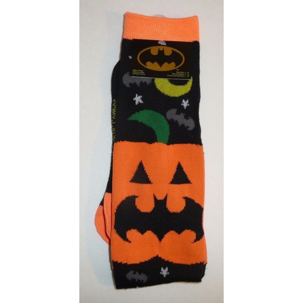 Halloween Batman Socks 1 Pair Women's Shoe Size 4-10 DC Comics Bat Man Pumpkin